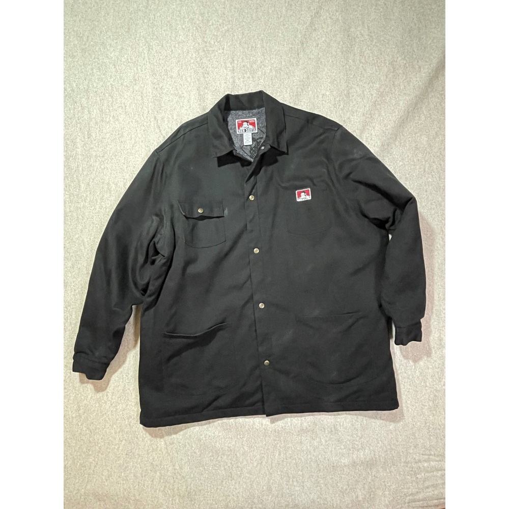 Ben Davis Mens 4XL Black Blanket Lined Chore Coat Work Jacket Snap Front Twill